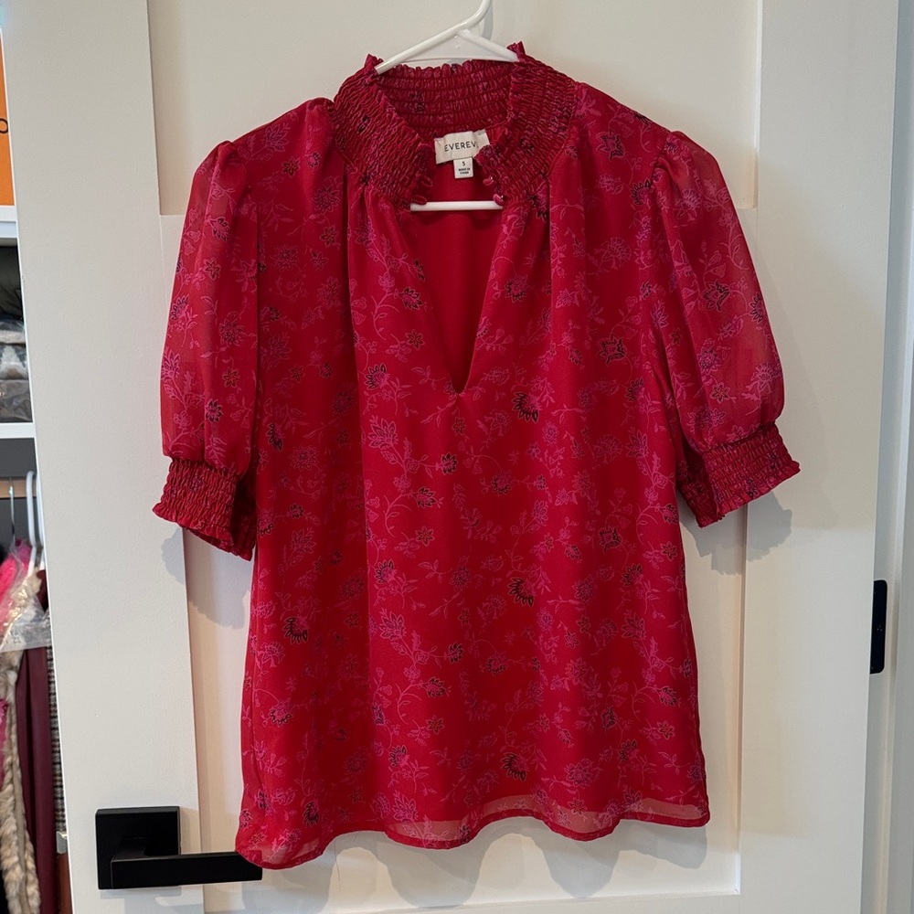 Evereve Red Floral Blouse